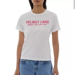 NWOT Helmut Lang Cotton Logo Tee in Ivory - Women’s Size S/Men’s Size XS